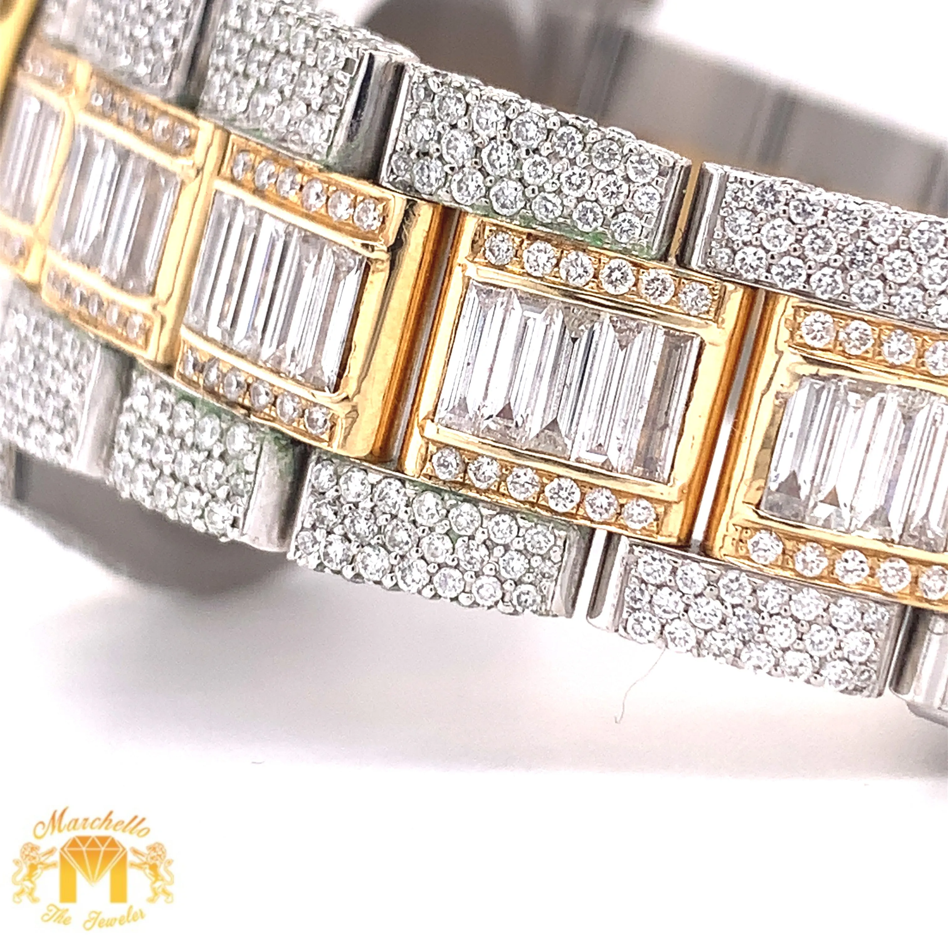 41mm Diamond Rolex Datejust 2 Watch with Two-tone Oyster Bracelet (Wimbledon dial, iced out)