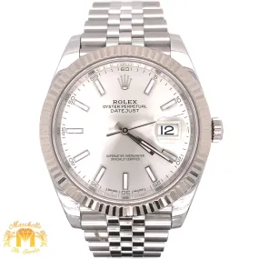 41mm Rolex Datejust 2 Watch with Stainless Steel Jubilee Bracelet (18k white gold fluted bezel)