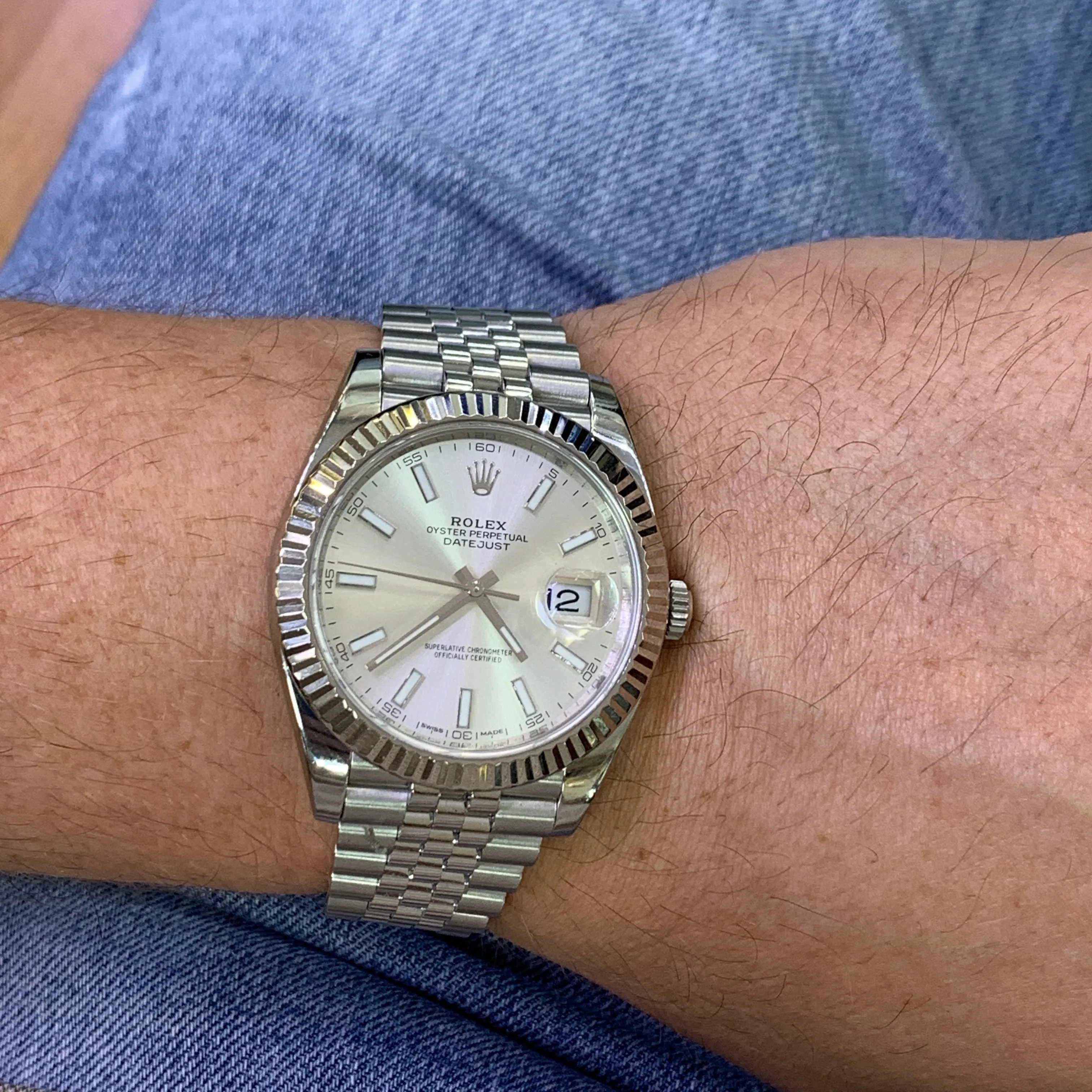 41mm Rolex Datejust 2 Watch with Stainless Steel Jubilee Bracelet (18k white gold fluted bezel)