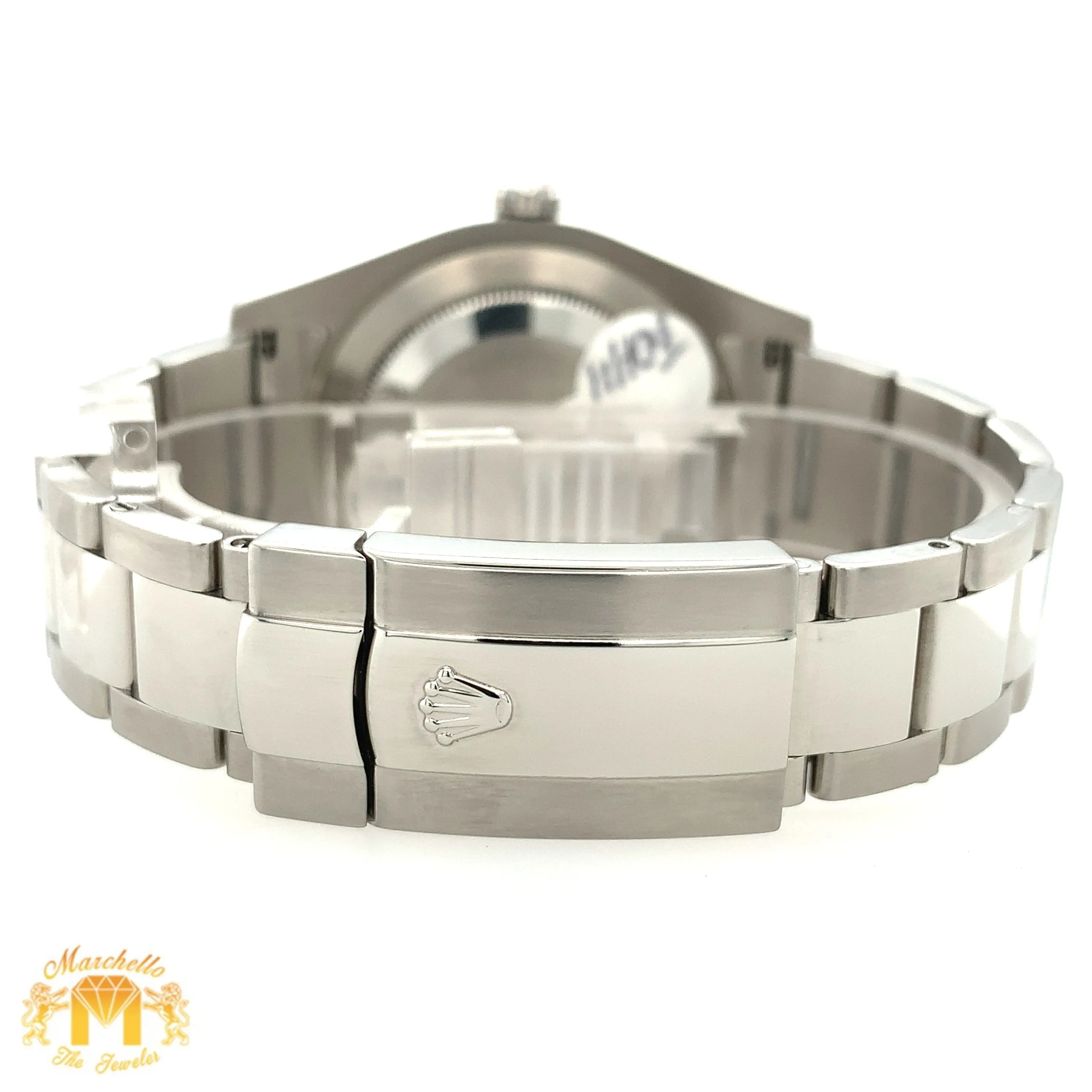 41mm Rolex Datejust Watch with Stainless Steel Oyster Bracelet (18k white gold fluted bezel)
