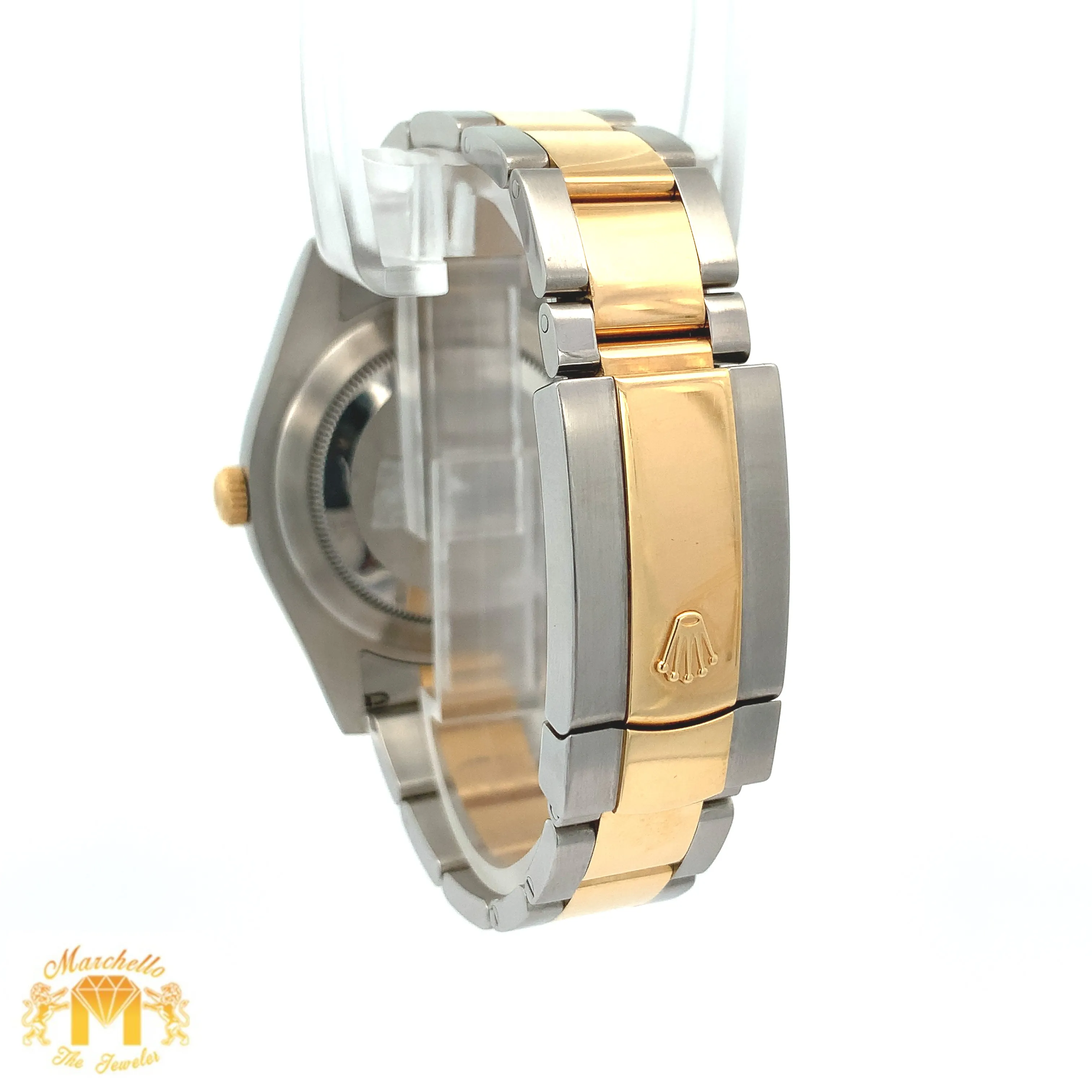 41mm Rolex Diamond Watch with Two-Tone Oyster Bracelet (fluted bezel, factory diamond dial)
