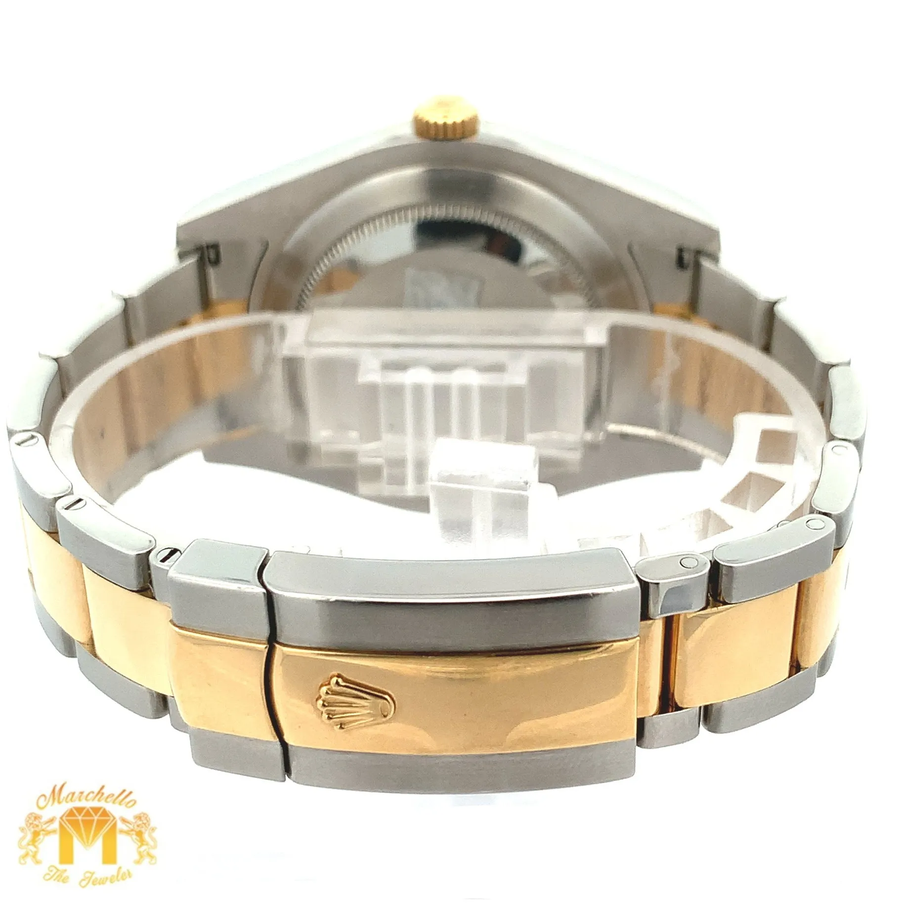 41mm Rolex Diamond Watch with Two-Tone Oyster Bracelet (fluted bezel, factory diamond dial)