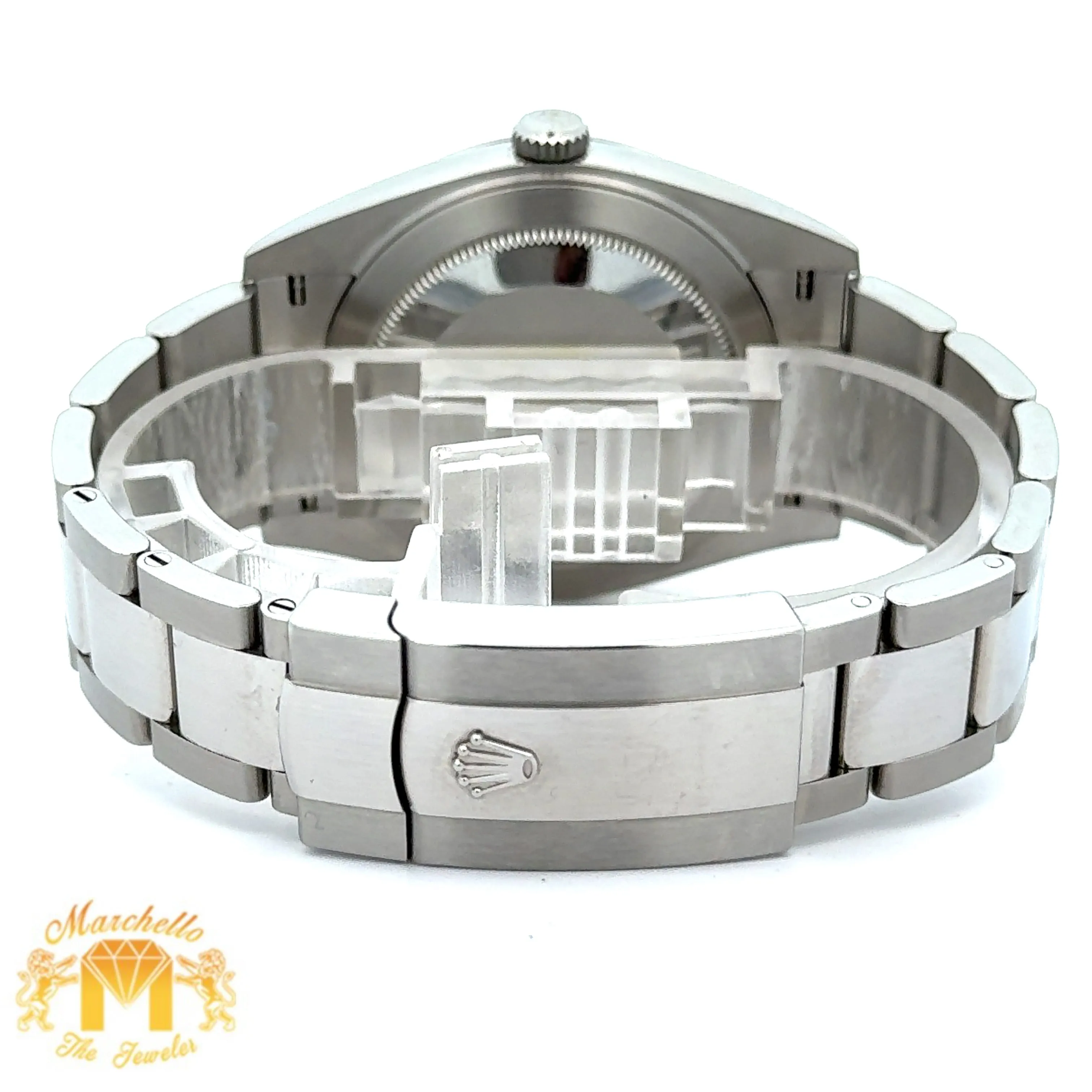 41mm Rolex Watch with Stainless Steel Oyster Bracelet (Rolex papers, white dial, fluted bezel) (Model number: 126334)