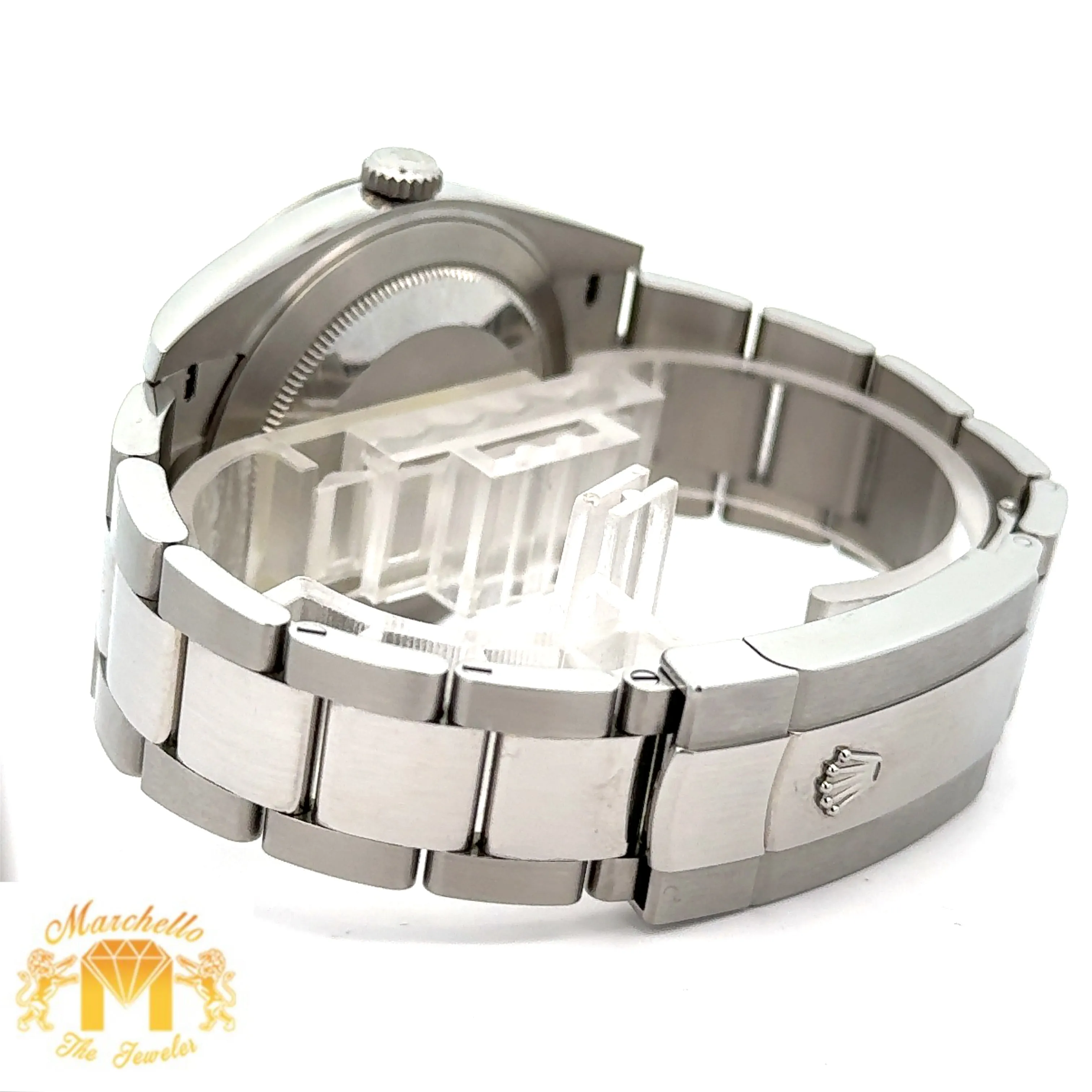 41mm Rolex Watch with Stainless Steel Oyster Bracelet (Rolex papers, white dial, fluted bezel) (Model number: 126334)