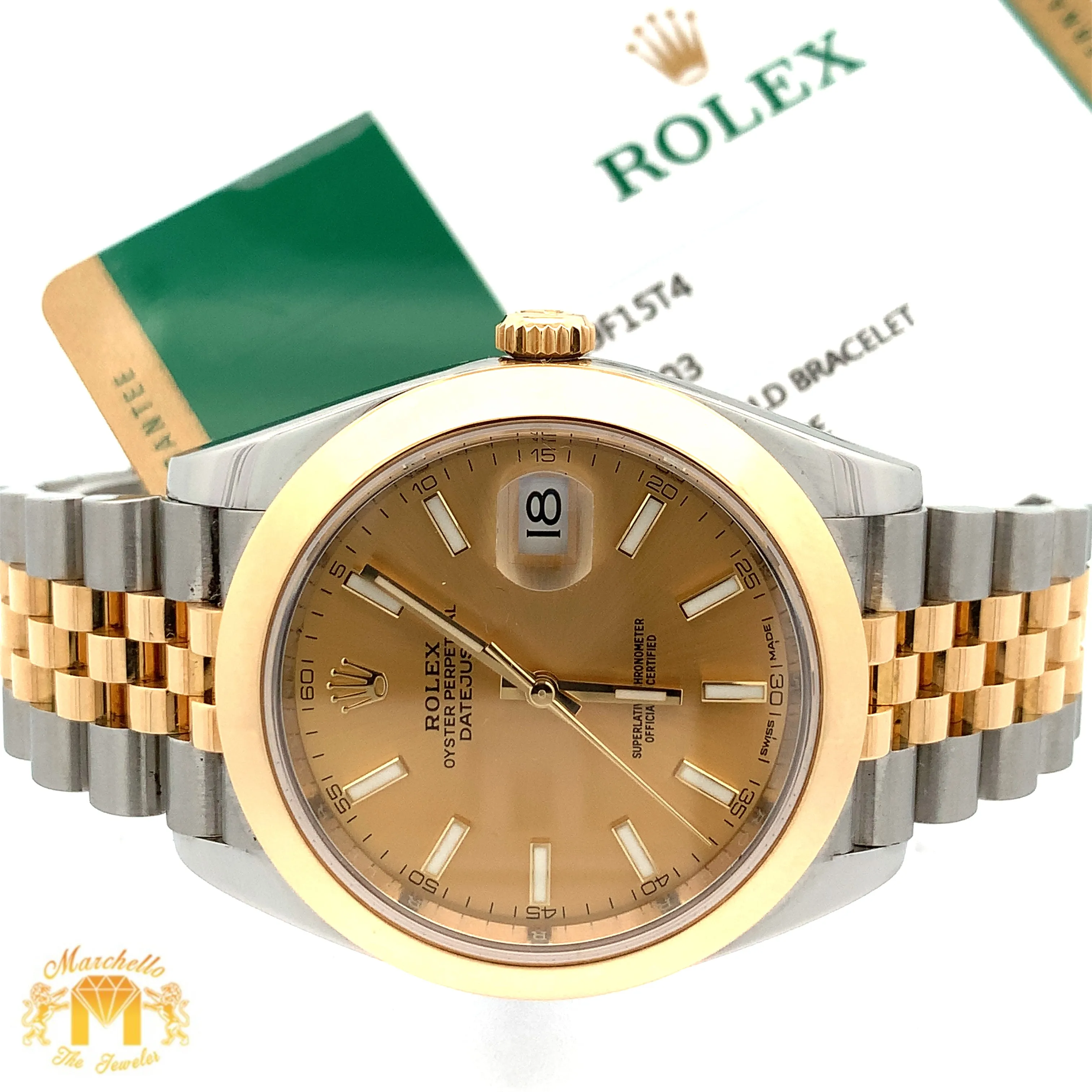 41mm Rolex Watch with Two-Tone Jubilee Bracelet (smooth bezel, champagne dial)