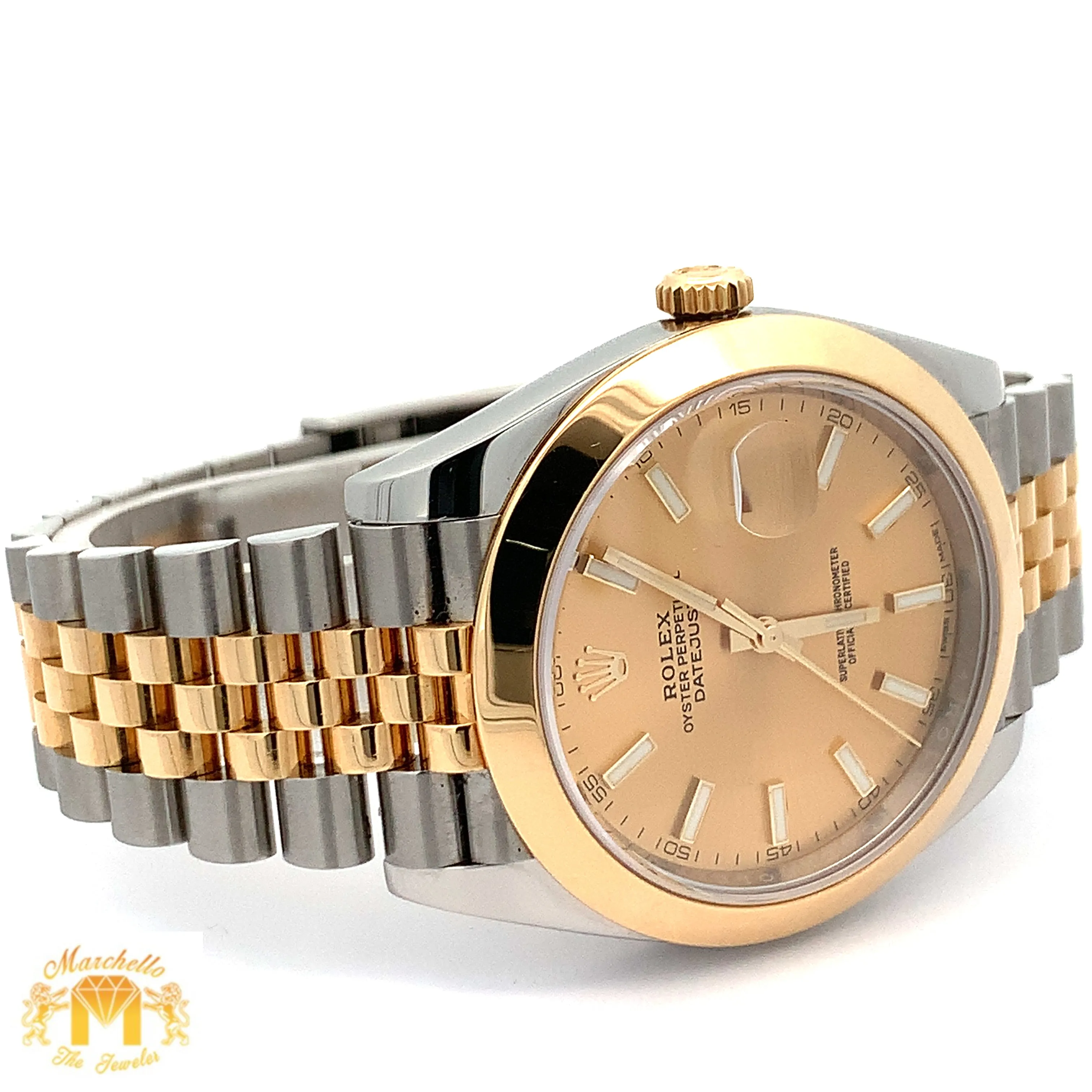 41mm Rolex Watch with Two-Tone Jubilee Bracelet (smooth bezel, champagne dial)
