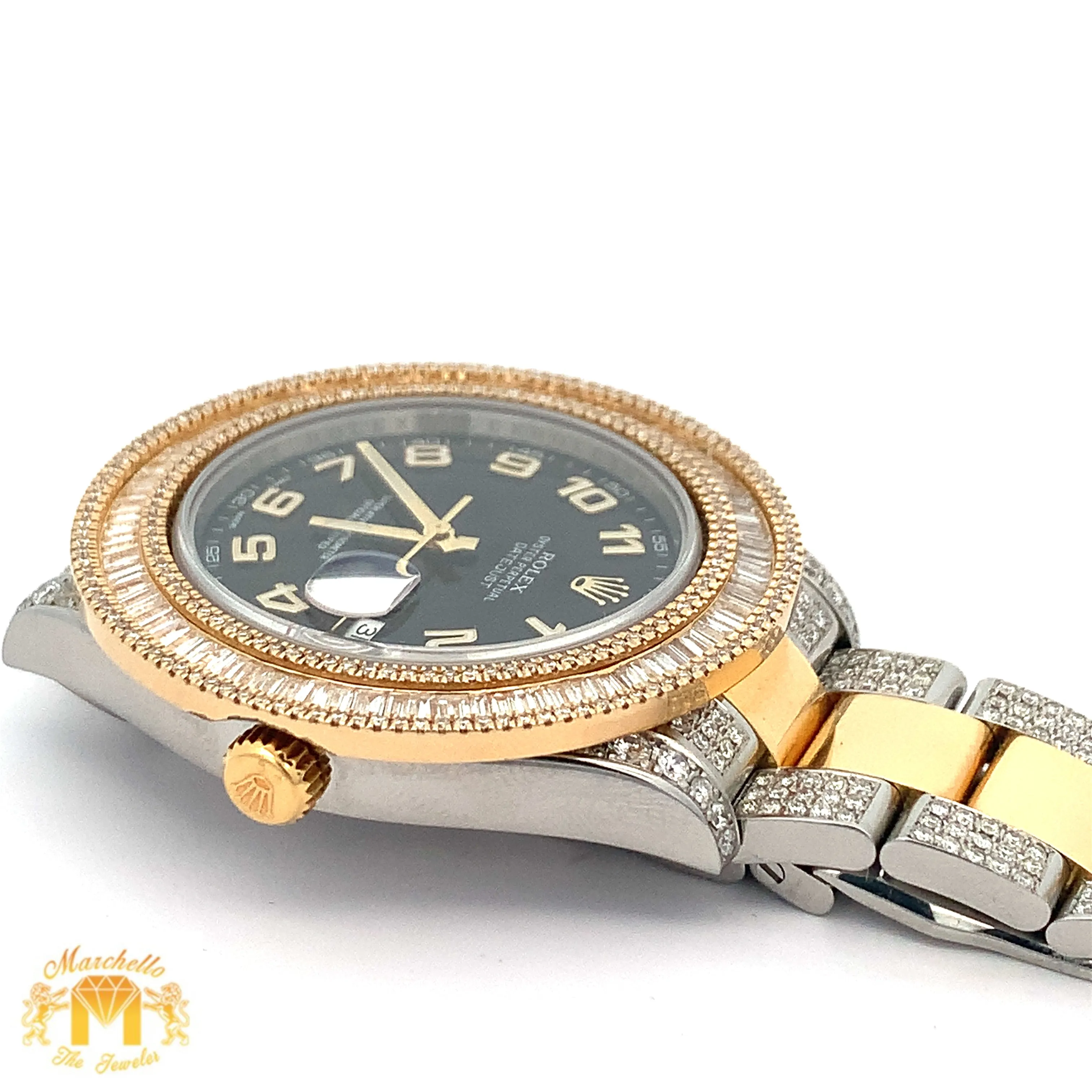 41mm Rolex Watch with Two-Tone Oyster Diamond Bracelet (Large Diamond Bezel)