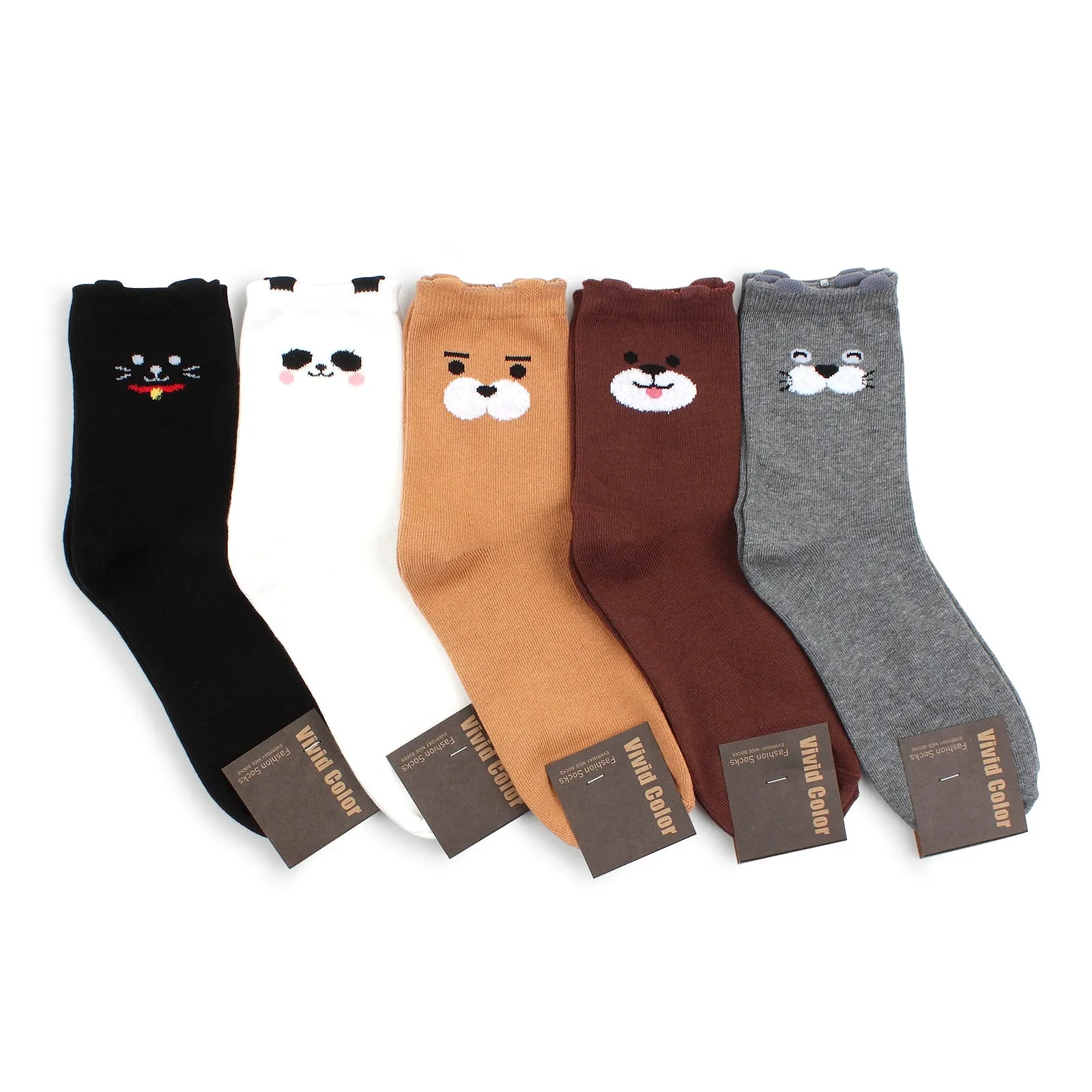 (5 Pairs) Womens winter animal socks (Crew 5pairs) GC15