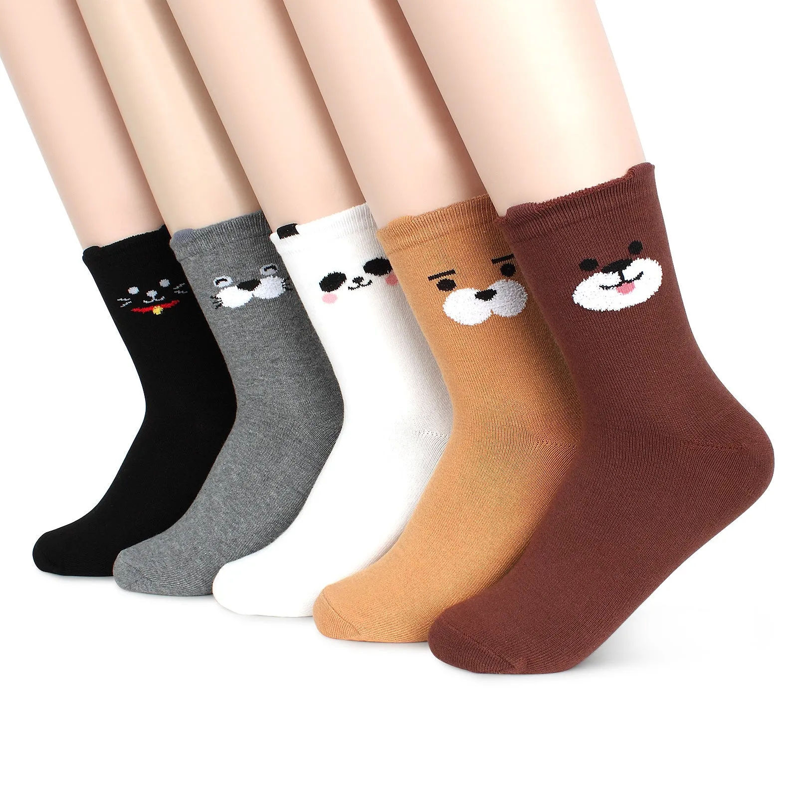 (5 Pairs) Womens winter animal socks (Crew 5pairs) GC15
