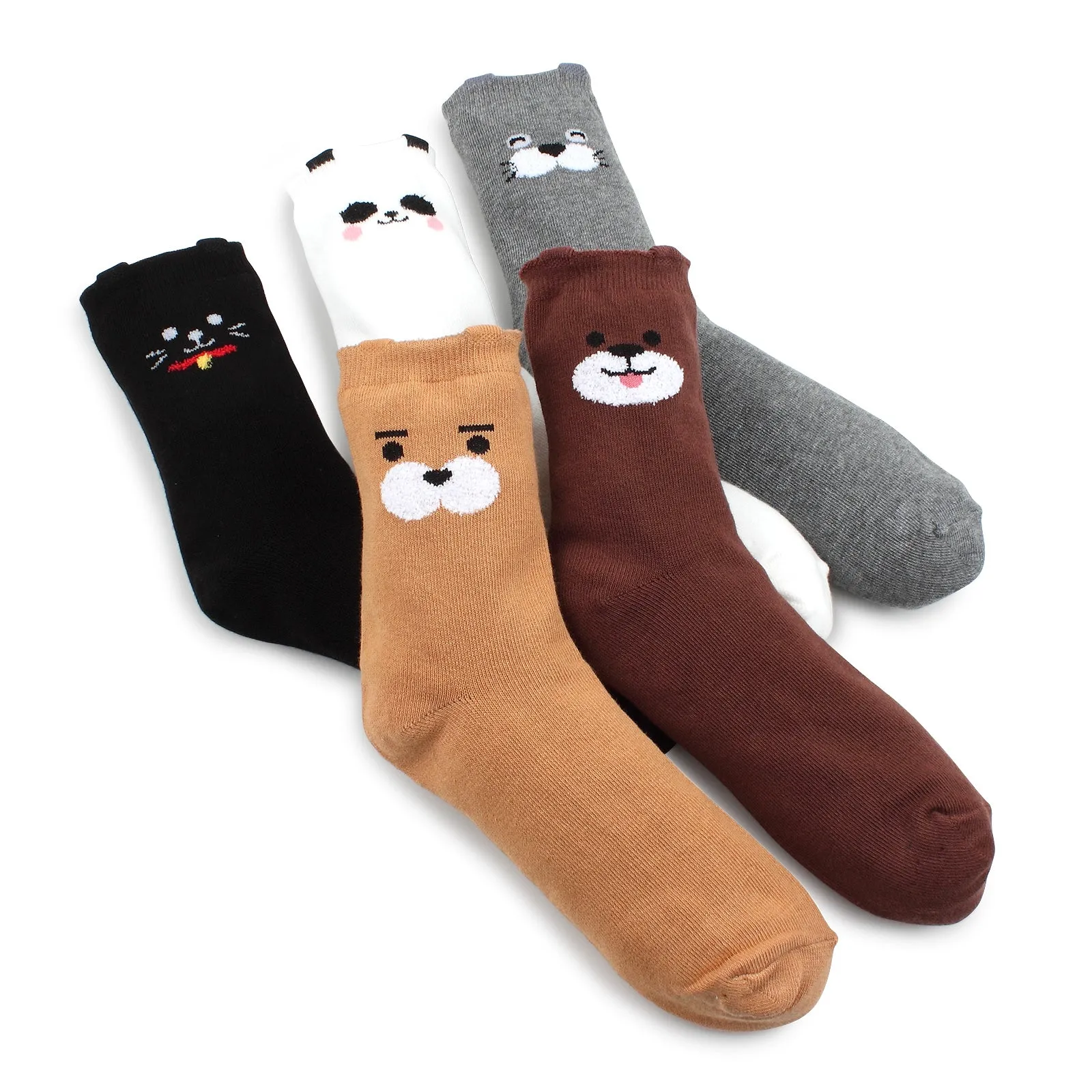 (5 Pairs) Womens winter animal socks (Crew 5pairs) GC15