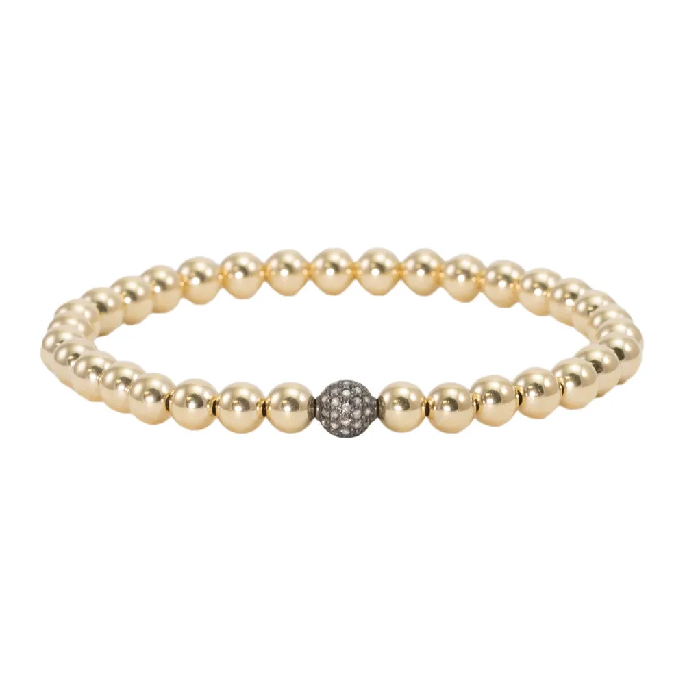 5mm Gold Filled Beads with Champagne Diamond Bead Bracelet
