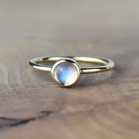 6mm Fine Moonstone Solid Gold Stacking Ring