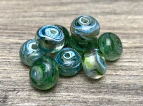 9 Green Mist Lampwork Beads Set SRA