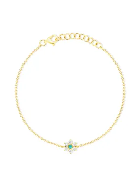 Amy Turquoise Flower Chain Bracelet 14K