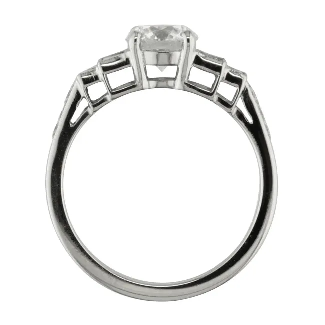 Art Deco Engagement Ring with Baguette & Round Diamonds
