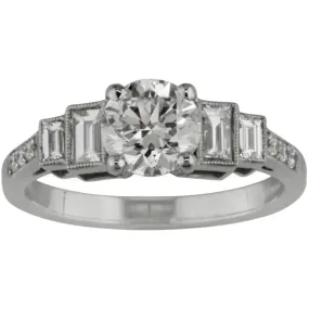 Art Deco Engagement Ring with Baguette & Round Diamonds