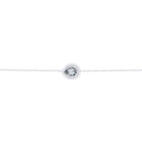 Asfour Chain Bracelet made of 925 sterling silver, with a pear Pendant, inlaid with a Olivine zircon Stone