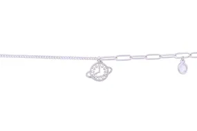 Asfour Curb & Paperclip Chain Bracelet With Watch Design In 925 Sterling Silver BR0459