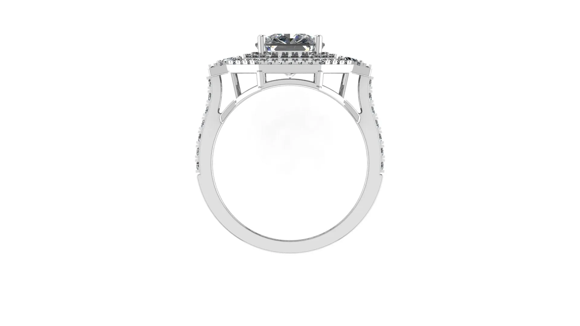 Asscher Cut Round Halo engagement Ring