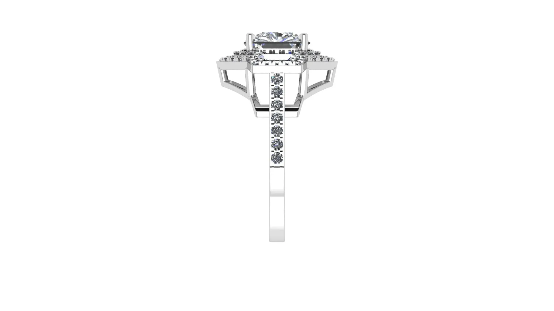 Asscher Cut Round Halo engagement Ring