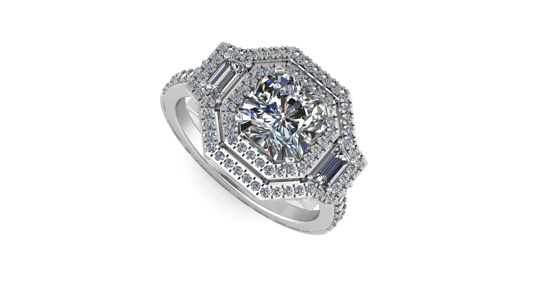 Asscher Cut Round Halo engagement Ring