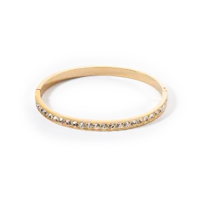 Bangle stainless steel & crystals gold crystal (size 17 cm)