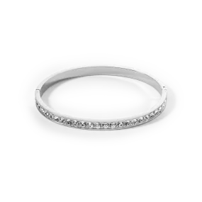 Bangle stainless steel & crystals silver crystal (size 17 cm)