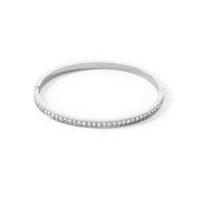 Bangle stainless steel & crystals slim silver crystal 19