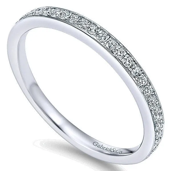 Bead Set  Diamond Wedding Band .17 Cttw 14K White Gold 190B