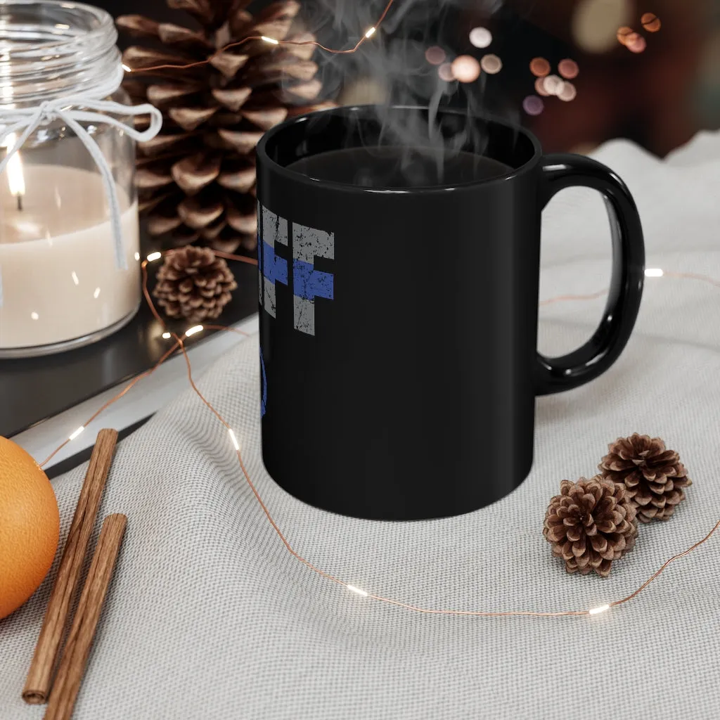 Black mug 11oz - Sheriff Blue Line / Cuffs