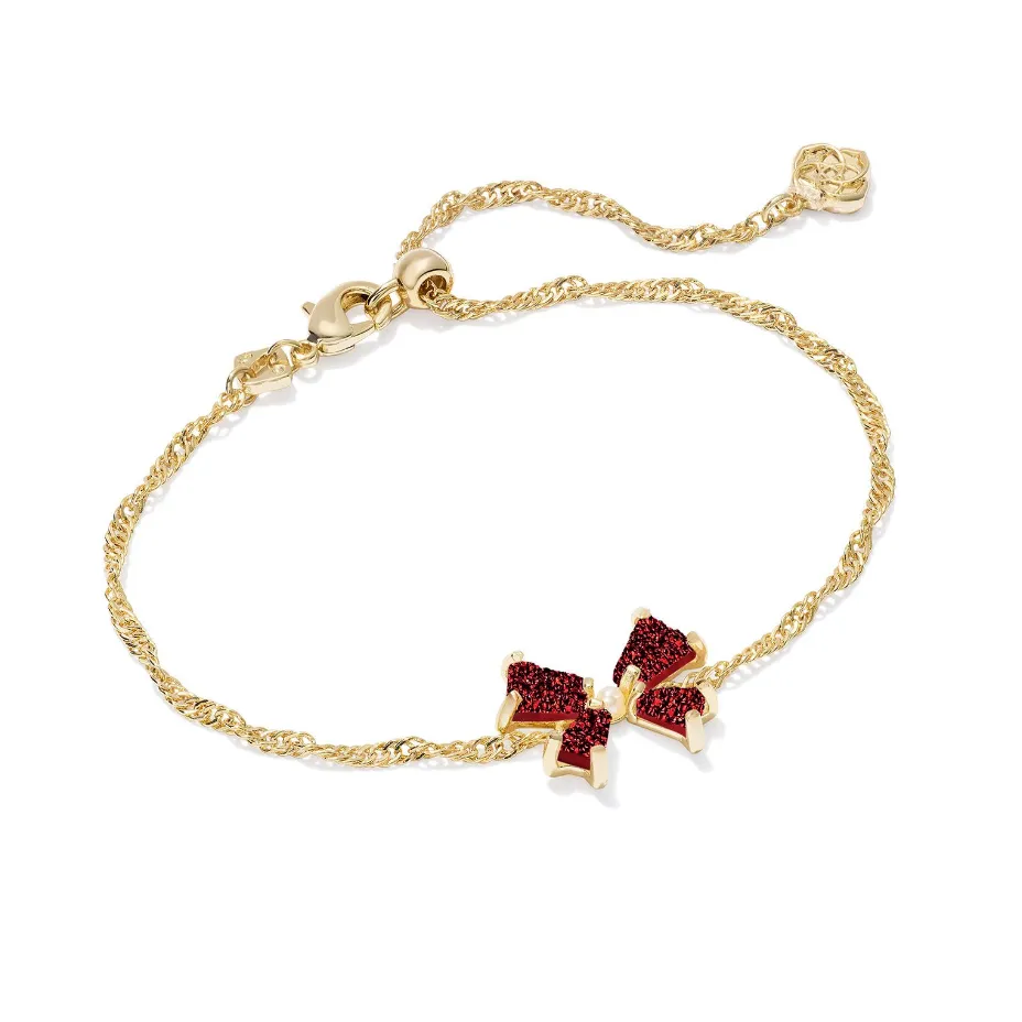 Blair Bow Small Chain Bracelet - Gold/Bright Red Drusy