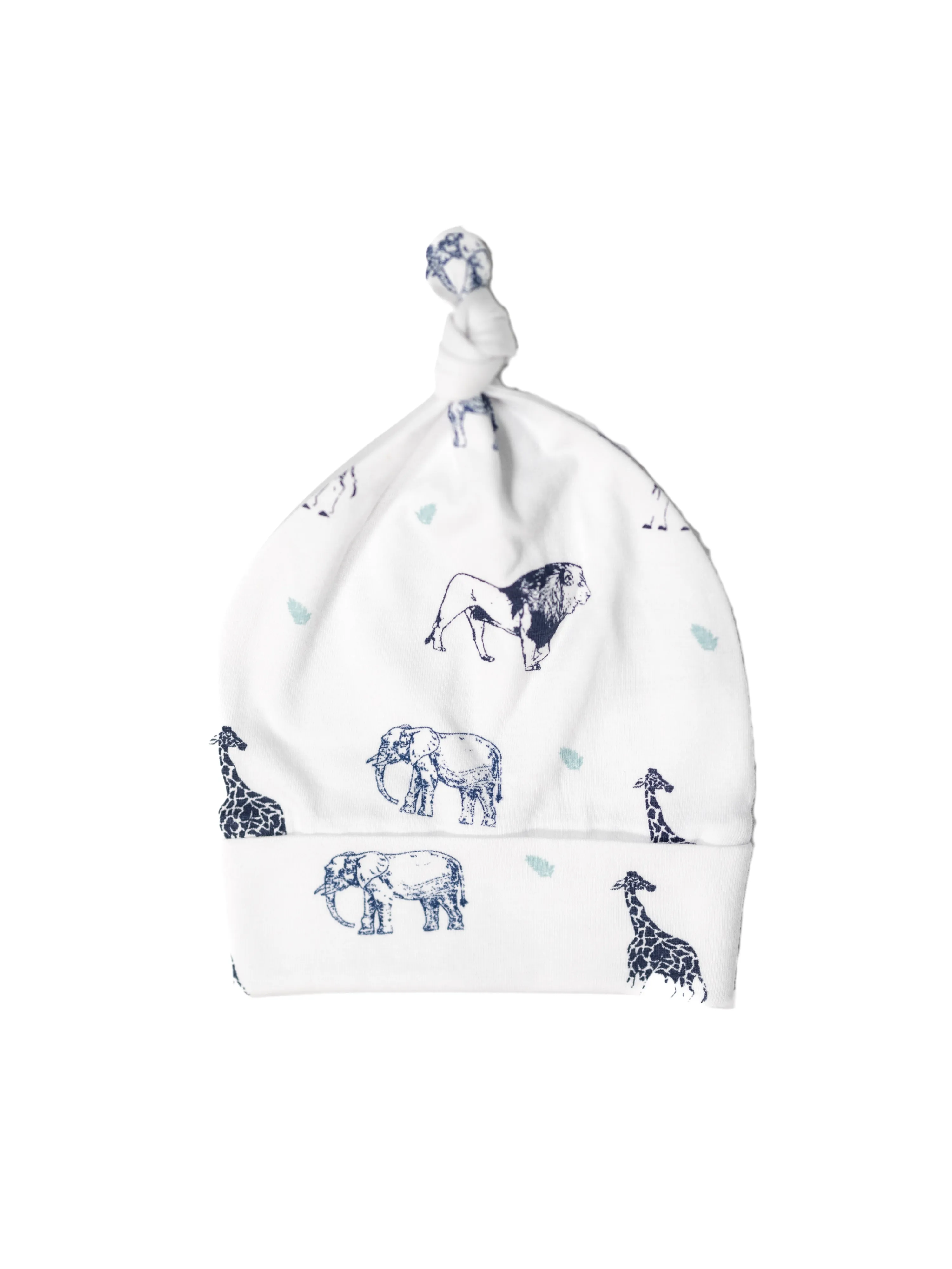 Blue Safari Lite - Organic Cotton Baby Top Knot Hat