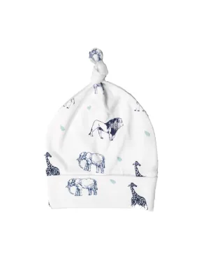 Blue Safari Lite - Organic Cotton Baby Top Knot Hat