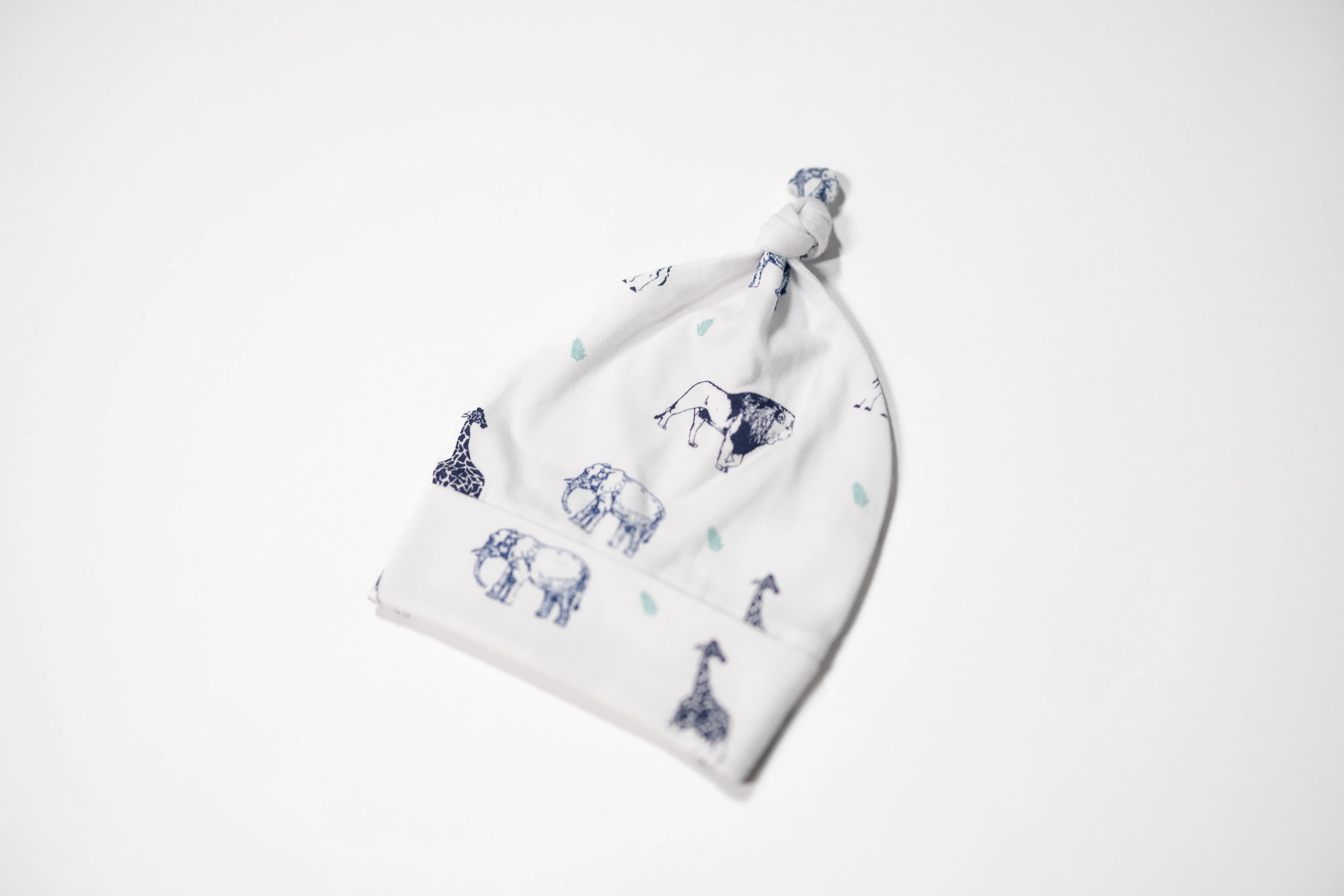 Blue Safari Lite - Organic Cotton Baby Top Knot Hat