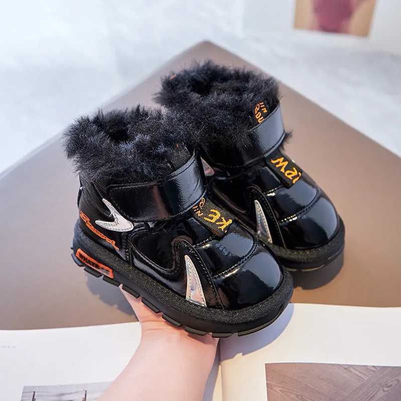 Boys' snow boots  winter new children's Plush thickened warm waterproof