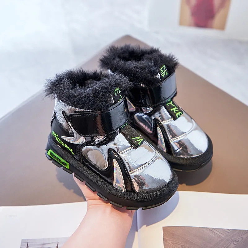 Boys' snow boots  winter new children's Plush thickened warm waterproof