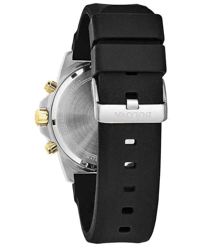 Bulova 98B277 Marine Star Chronograph Black Silicone Strap Men Watches