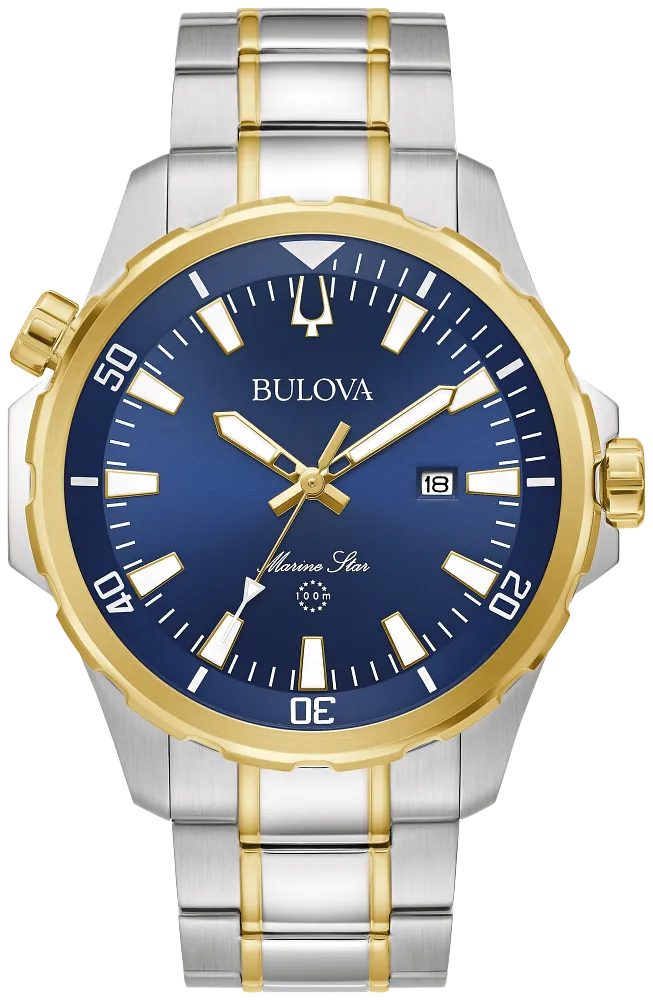 Bulova Marine Star Men's Blue Dial Watch 98B384