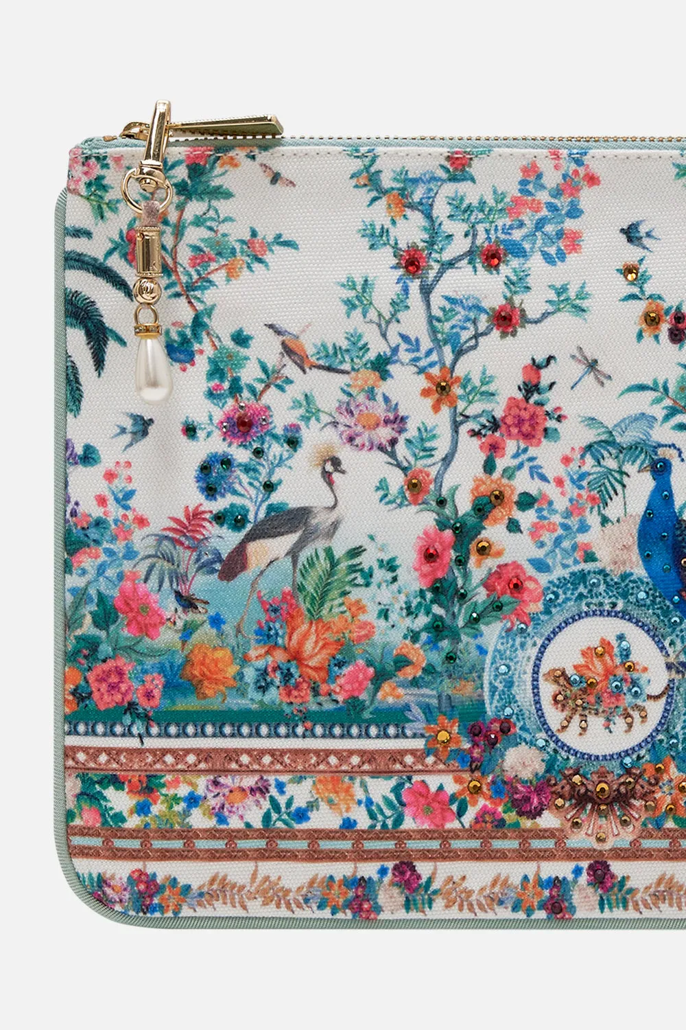 CAMILLA - Small Canvas Clutch PLUMES AND PARTERRES
