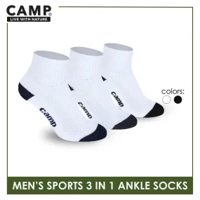 Camp Men's Cotton Thick Sports Ankle Socks 3 pairs in a pack CMS4