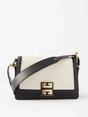 Canvas and leather cross-body bag