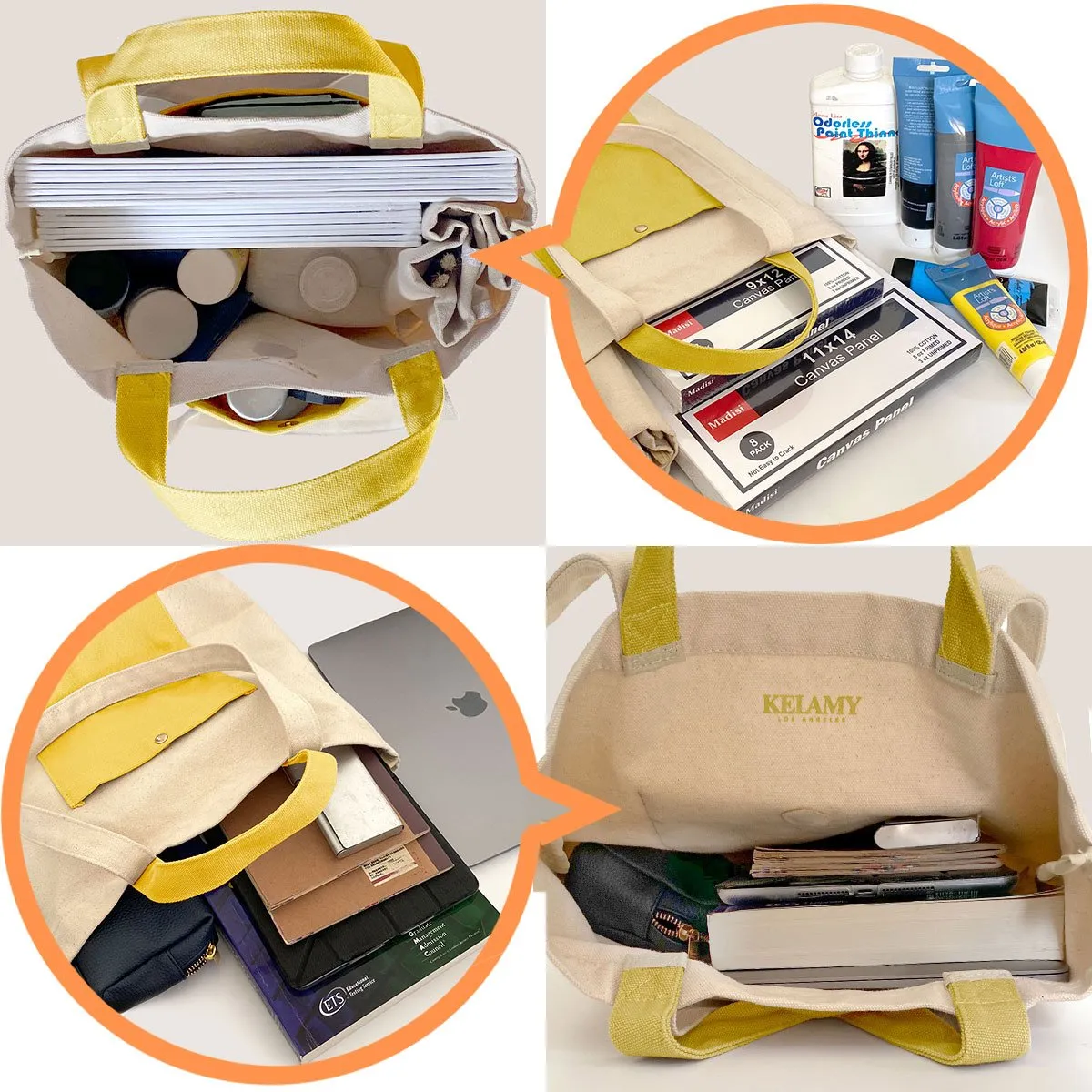 Canvas Tote Bag with Handles (Happy Yellow)