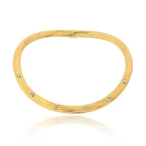 Cartier 18K Yellow Gold Diamond Fluted Twist Choker Necklace ASC5372