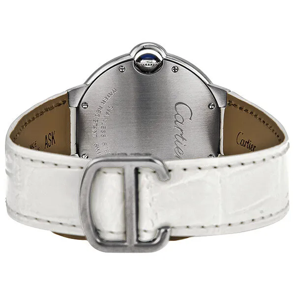 Cartier Ballon Bleu Silver Dial White Leather Ladies Watch W6920087