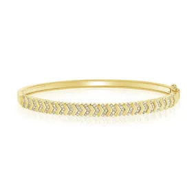 Chevron Diamonds and Solid Gold Bangle