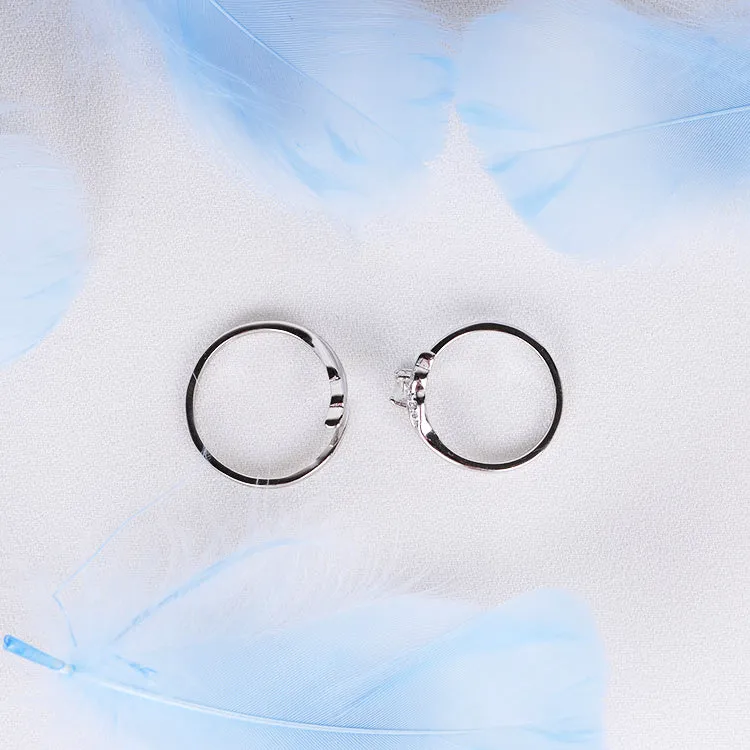Couple Jewelry Heart-Shaped Moonstone Ring in White Gold Plated Silver Engage Ring Women Men