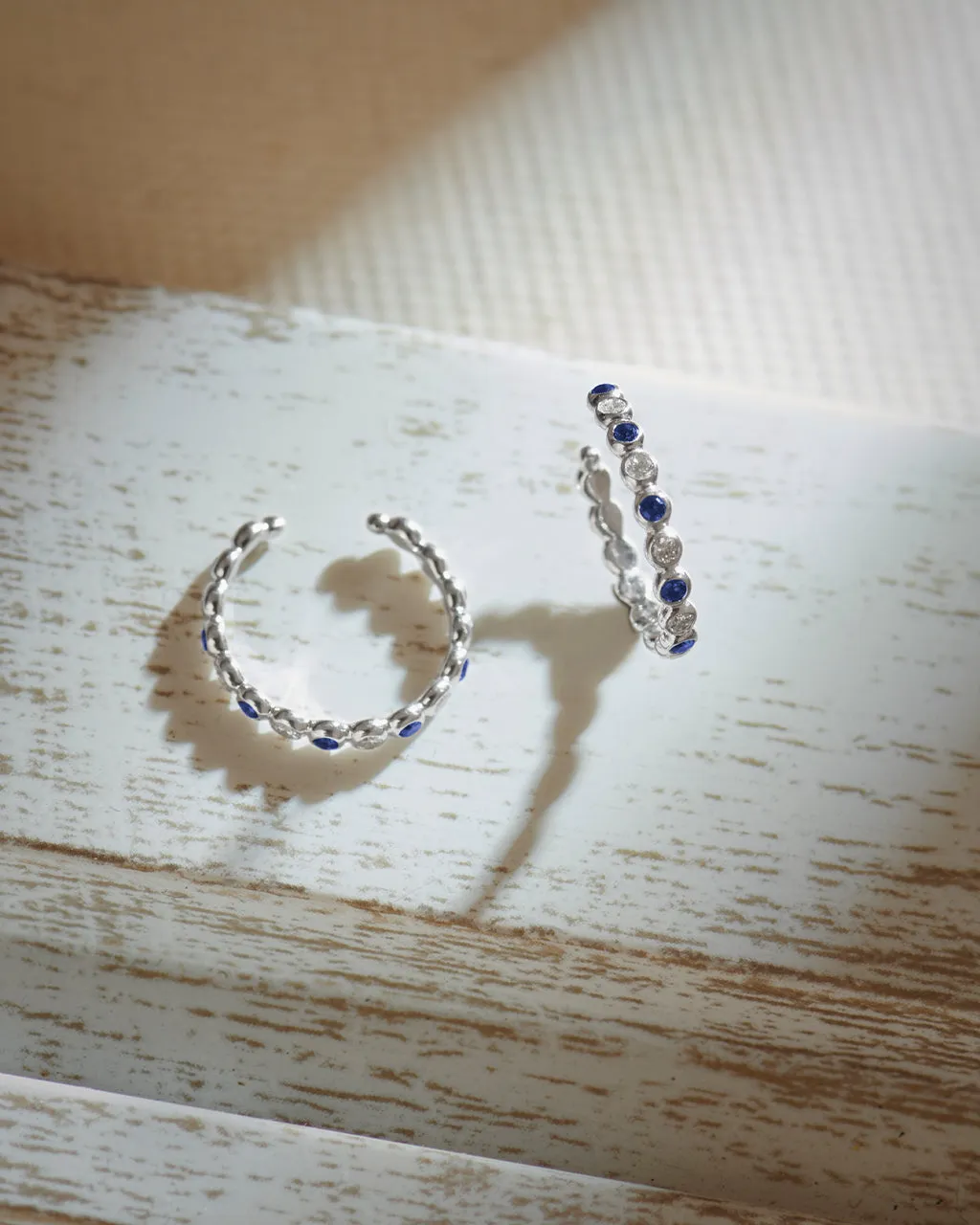 Created Sapphire Ear Cuffs