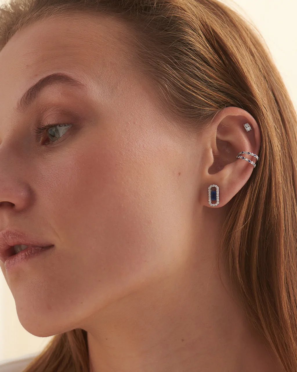 Created Sapphire Ear Cuffs