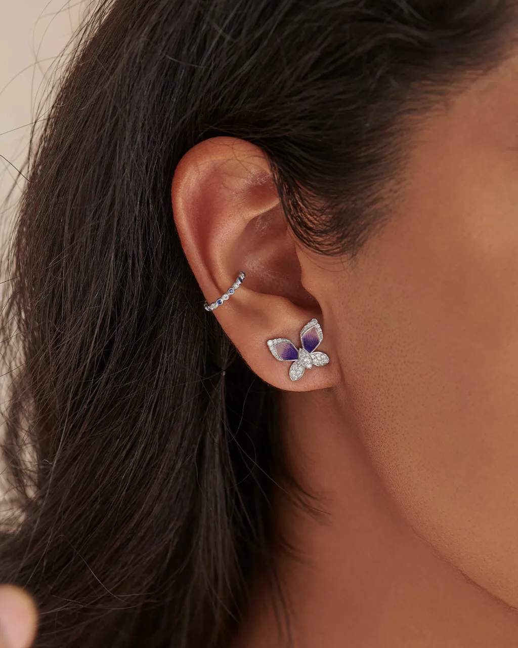 Created Sapphire Ear Cuffs