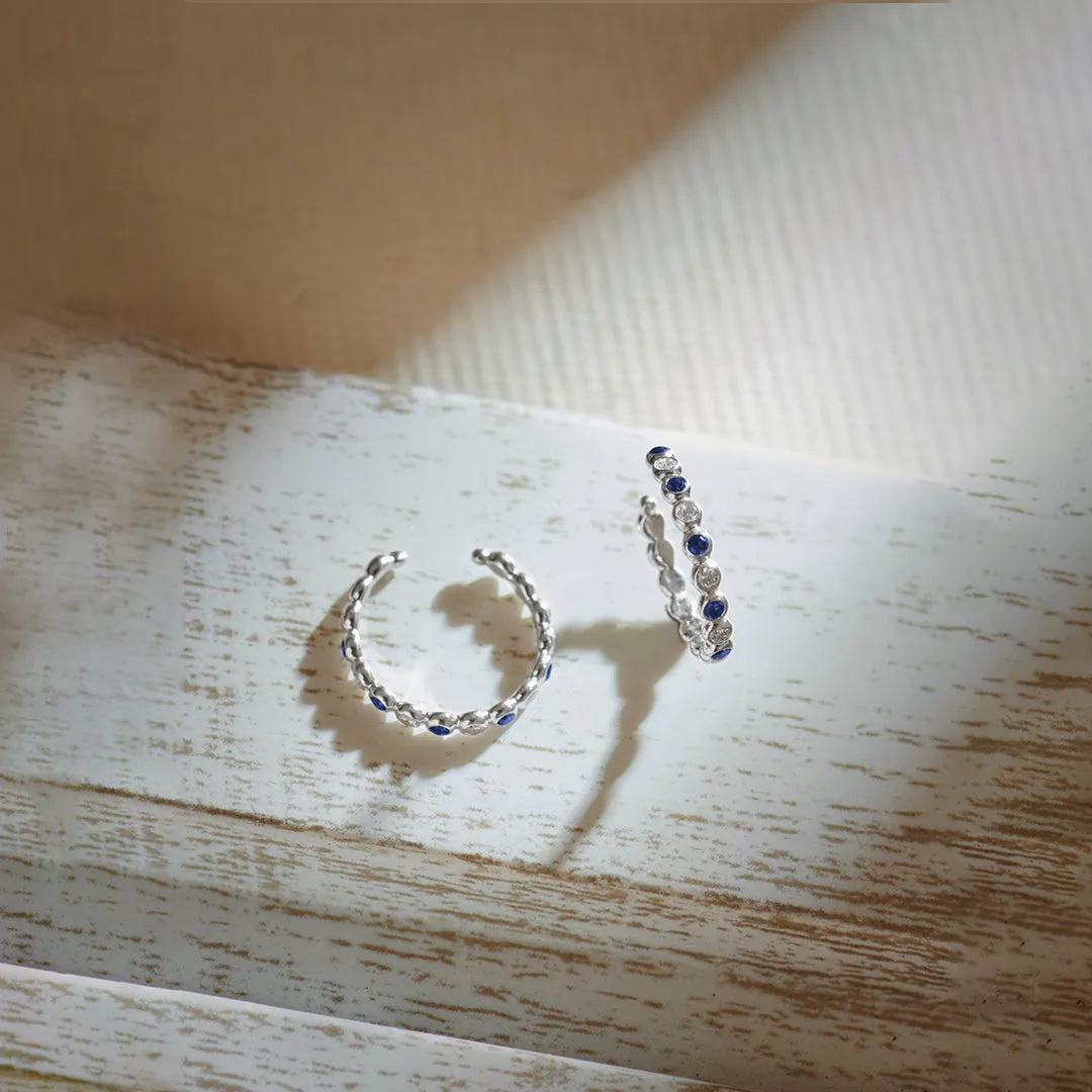 Created Sapphire Ear Cuffs